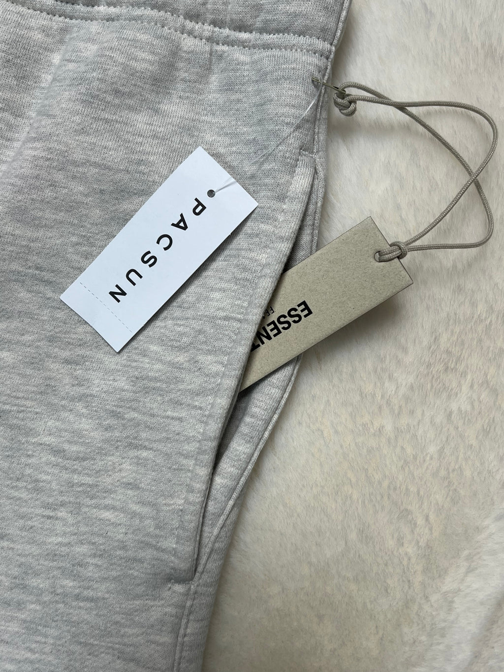 FORMLESS SS22 Fear of God Essentials Light Oatmeal Oversized Fleece Sweatpants | Streetwear